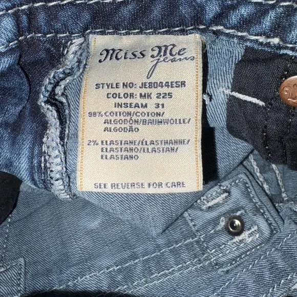 Miss Me Dark Wash Low Rise Easy Skinny Jeans Size 27/31 - Picture 6 of 11